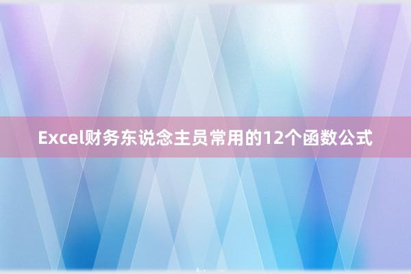 Excel财务东说念主员常用的12个函数公式